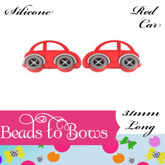 31mm Silicone Red,Yellow Or Blue Car Focal Bead,Teething Bead, Pacifier bead, Key Chain Ornament, Teething Necklace Bead Food Grade Silicone