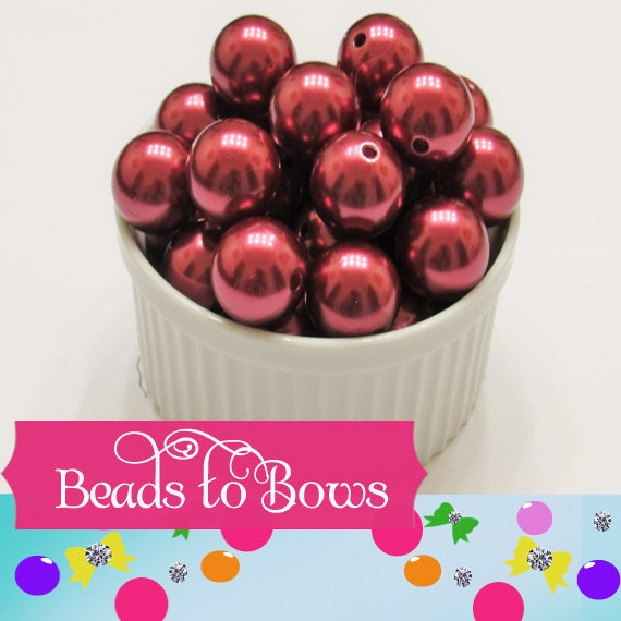 20mm Dark Red Pearls, Bubblegum Pearl Beads, Gumball Beads, Bubblegum Round Beads, Chunky Bubblegum Necklace Supply Bead, Jewelry Supply