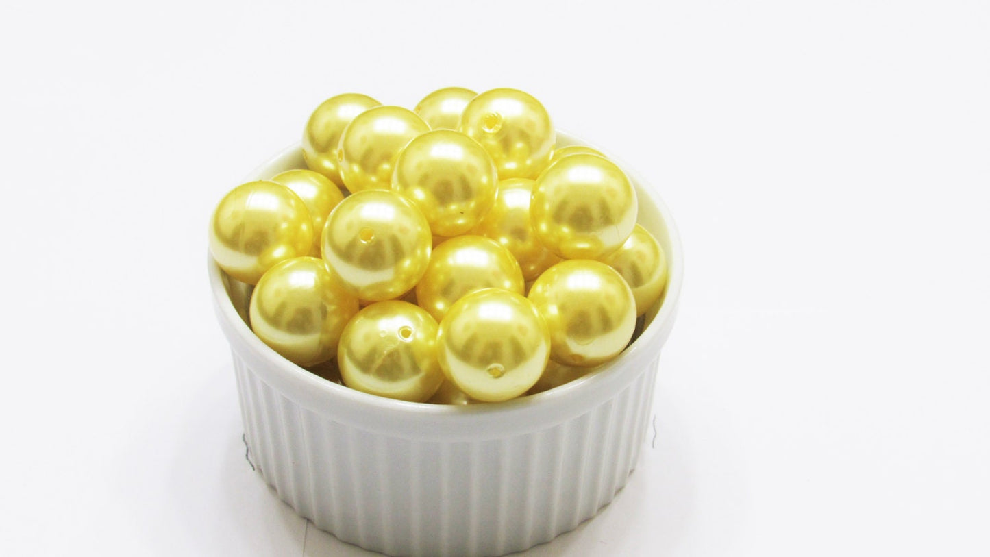 20mm Yellow Pearl Bubblegum Beads, Yellow Chunky Gumball Beads, Pearl Gumball Beads, Jewelry Supply Bead, Faux Pearl Bead, Gumball Bead