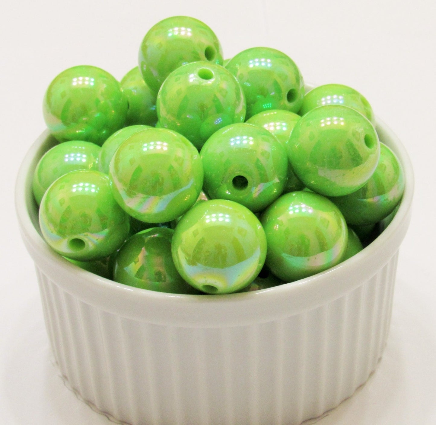 20mm AB Lime Chunky Gumball Bead, Chunky Round Acrylic Bead, Chunky Bead Supply, Bubblegum Supply, Chunky Bead