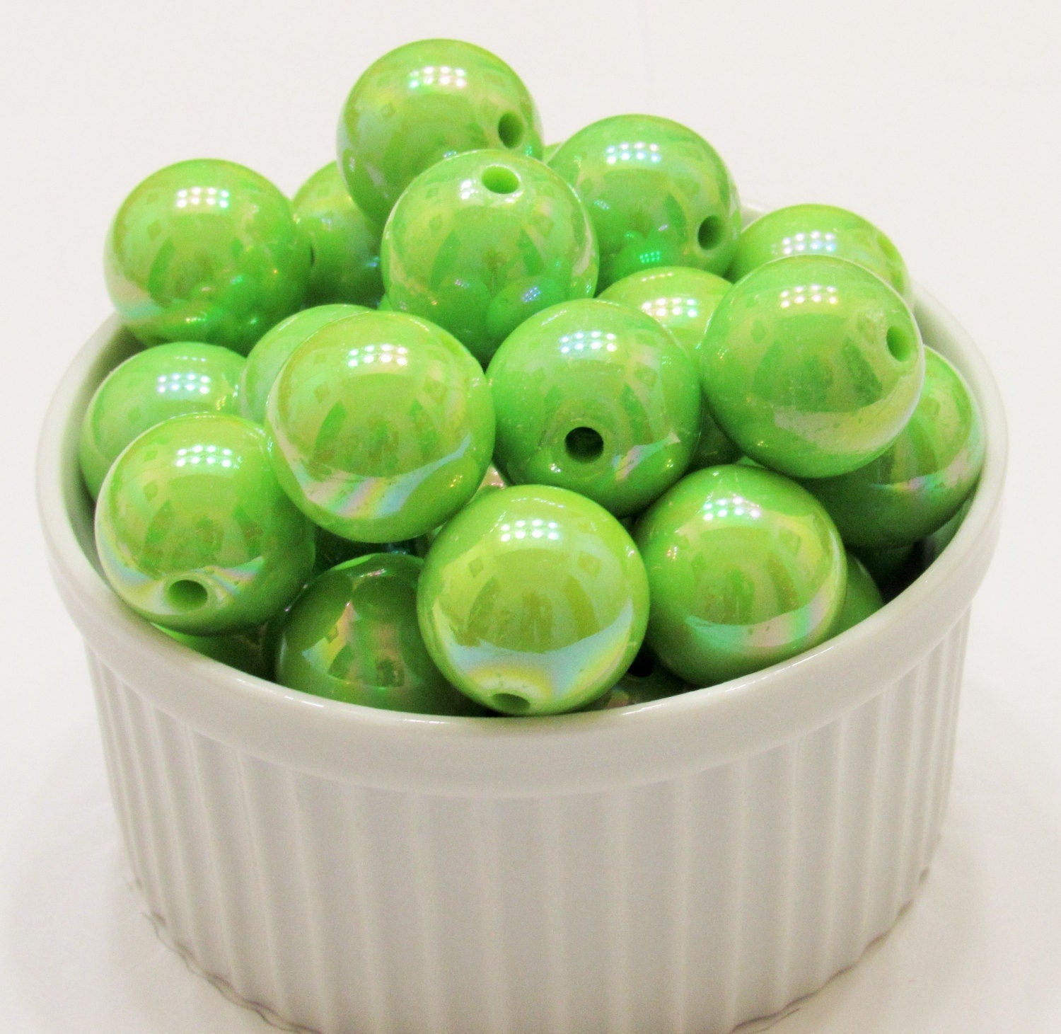 20mm AB Lime Chunky Gumball Bead, Chunky Round Acrylic Bead, Chunky Bead Supply, Bubblegum Supply, Chunky Bead