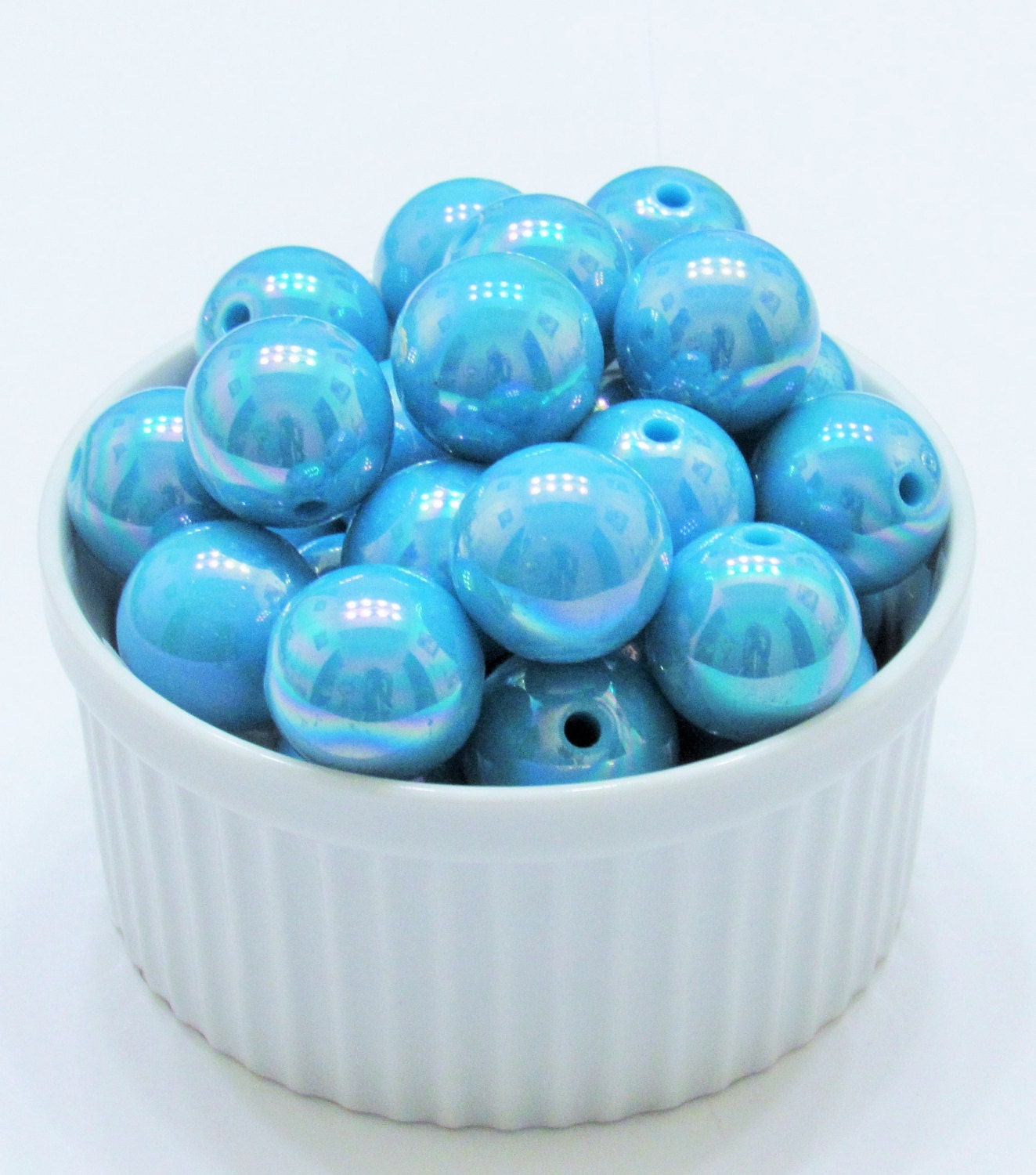 20mm Blue AB Bubblegum Bead, Gumball Bead, Chunky Round Acrylic Bead, Chunky Bead Supply, Necklace Supply, Gumball Bead