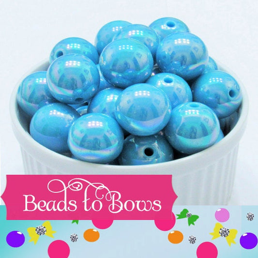 20mm Blue AB Bubblegum Bead, Gumball Bead, Chunky Round Acrylic Bead, Chunky Bead Supply, Necklace Supply, Gumball Bead