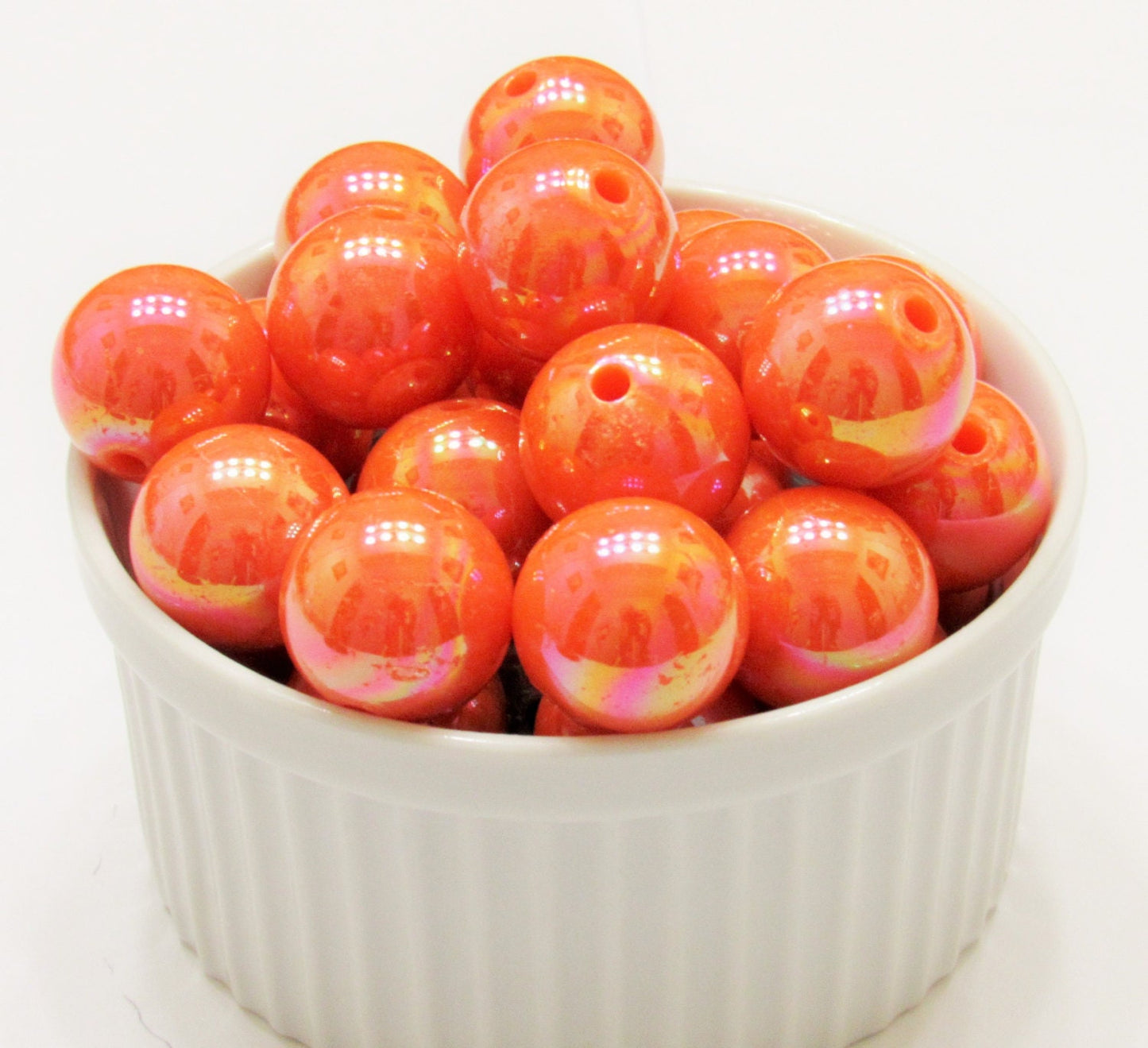 10Ct. 20mm AB Orange Beads, Bubblegum Beads, Chunky Bubblegum Bead, Chunky Bubblegum Supply, Round Acrylic AB Bubblegum Beads,
