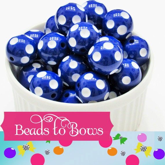 20mm Royal Blue Polka Dot Beads, Bubblegum Beads, Chunky Acrylic Gumball Beads, Bubblegum Necklace beads, Chunky Necklace Supply Beads