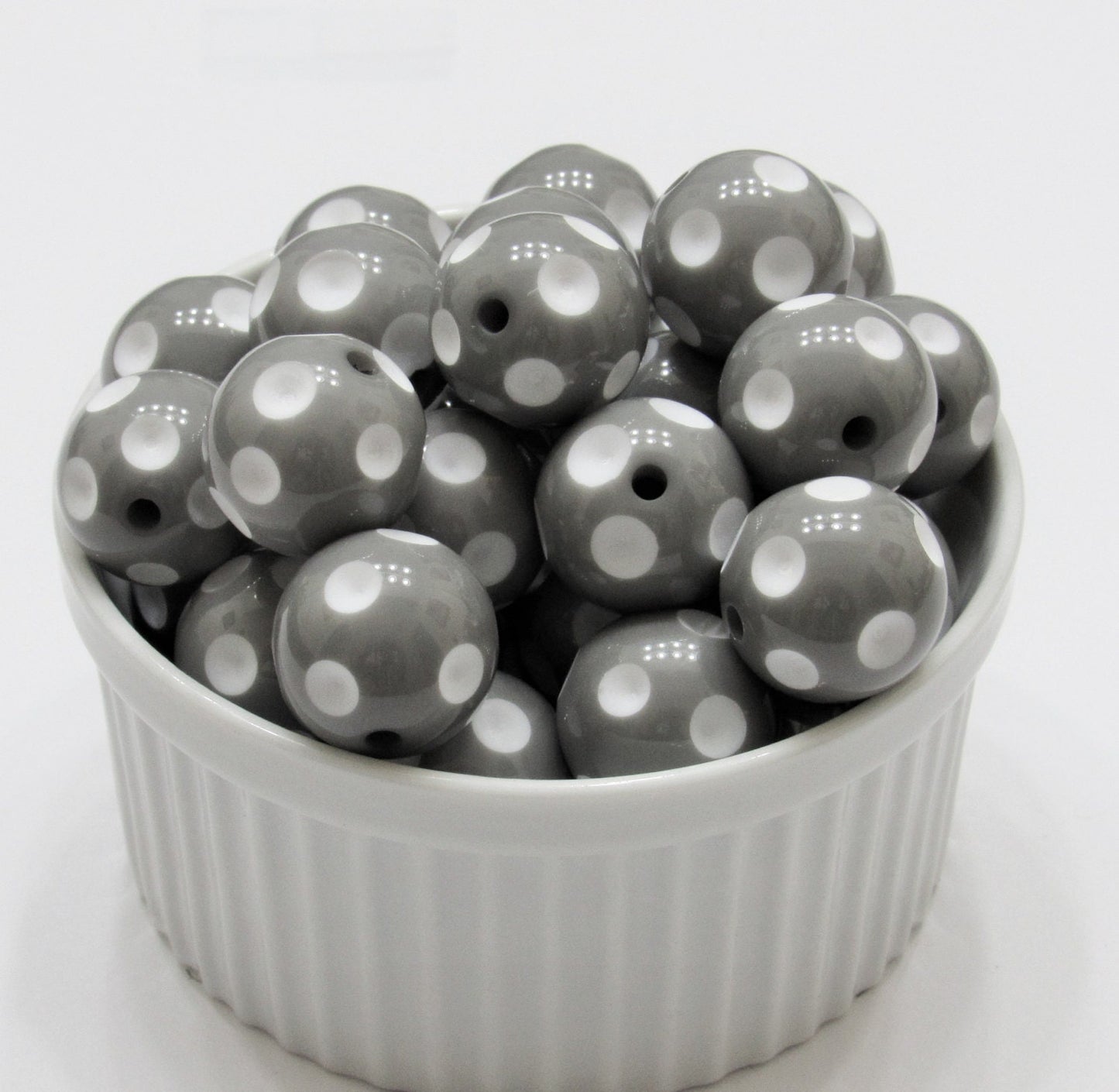20mm Grey Polka Dot Beads, Bubblegum Beads, Polka Dot Beads, Chunky Acrylic Beads, Gumball Polka Dot Beads, Chunky Necklace Supply Bead