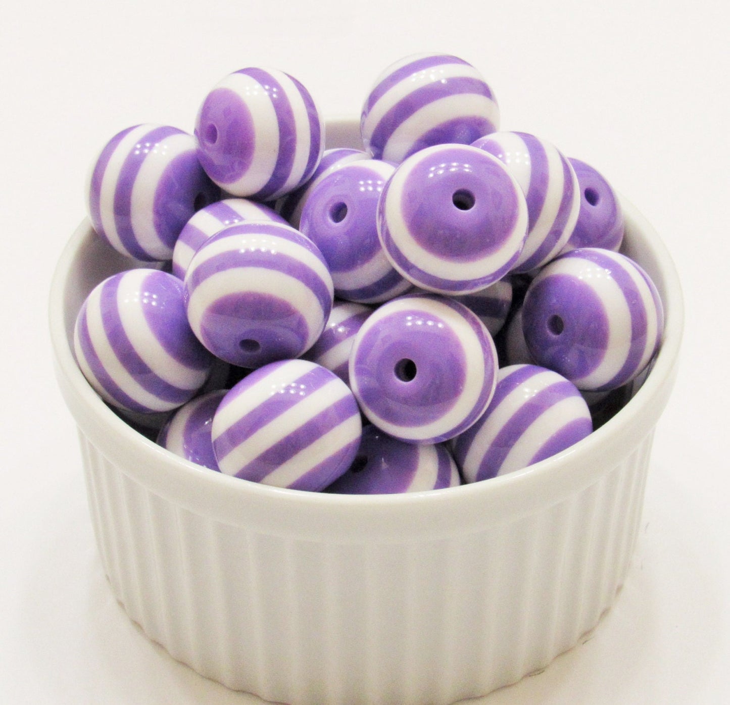 20mm Chunky Purple & White Striped Bubblegum Bead, Bubblegum Striped Bead, Gumball Bead Striped Bead, Chunky Necklace Supply Bead