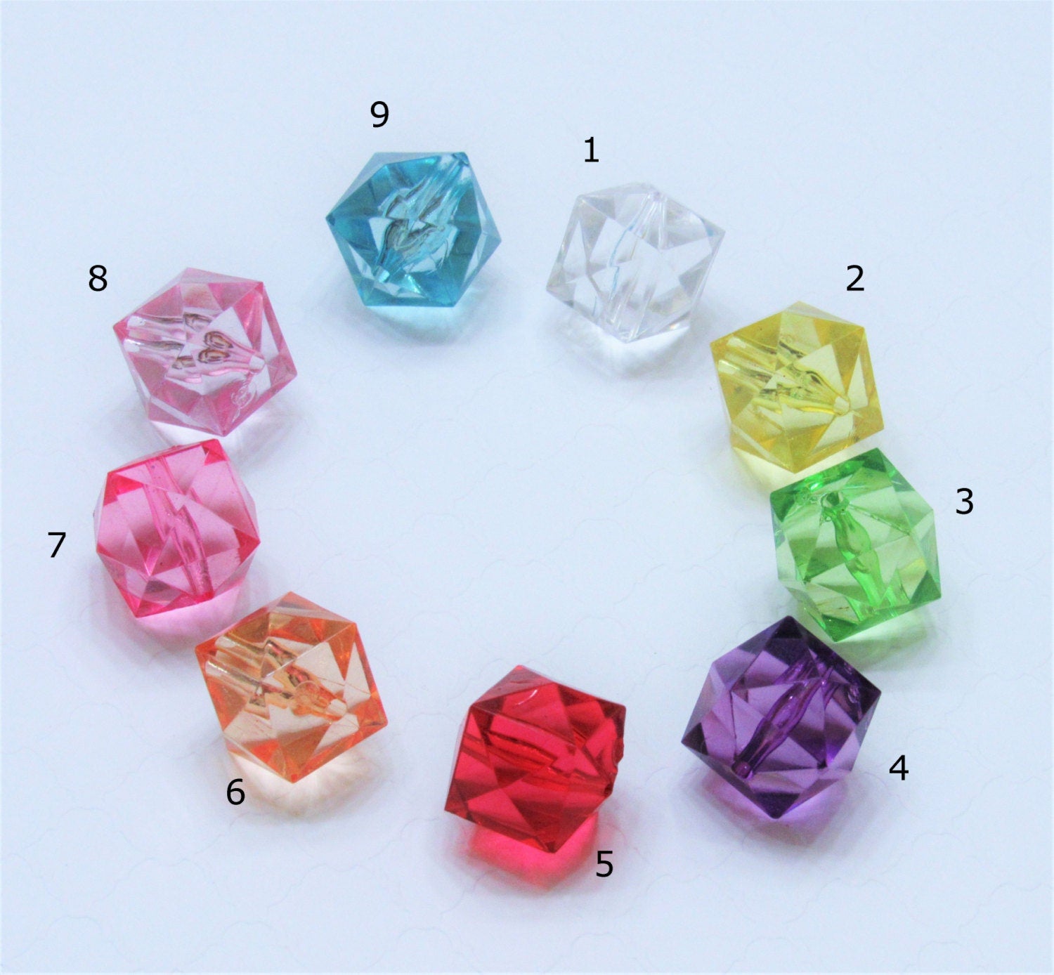 20 mm Faceted Ice Cube Beads, Chunky Bubblegum Bead, Square Faceted Transparent Beads, Chunky Bead Supply, You Choose