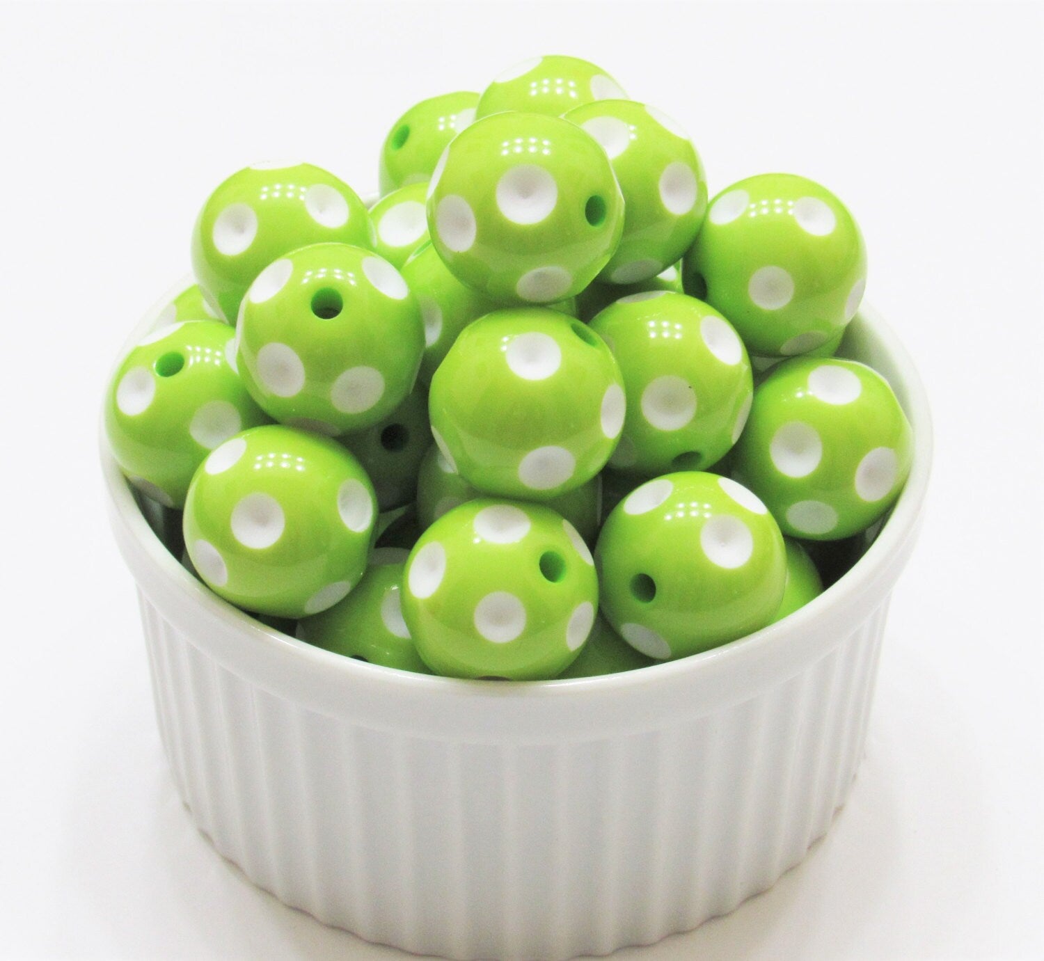 20mm Lime Polka Dot Beads, Bubblegum Beads, Gumball Beads, Chunky Bubblegum Beads, Bubblergum Necklace Beads, Chunky Necklace Supply