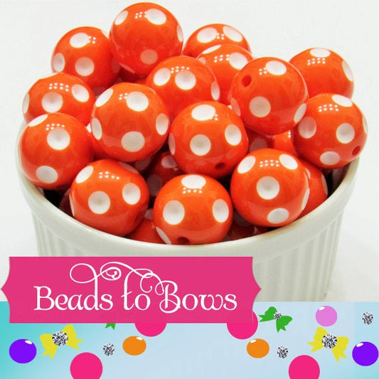 20mm Orange Polka Dot Bead, Chunky Bubblegum Beads, Chunky Beads,  Resin Gumball Beads, Chunky Necklace Supply Bead, Round Resin Bead