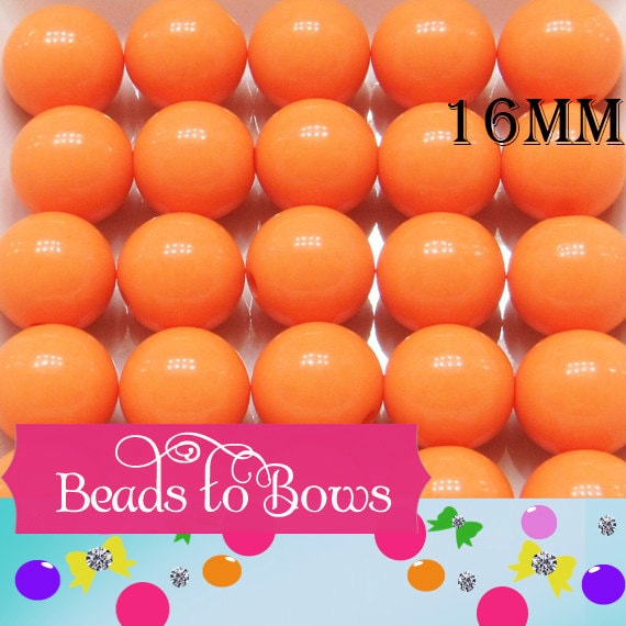 10ct Chunky 16mm Beads Solid Orange Bubblegum Bead, Chunky Gumball Bead, Chunky Necklace Bead Supply, Acrylic Bead