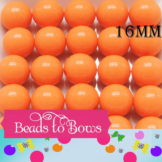 10ct Chunky 16mm Beads Solid Orange Bubblegum Bead, Chunky Gumball Bead, Chunky Necklace Bead Supply, Acrylic Bead