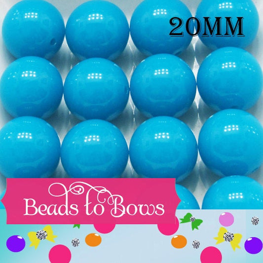 NeonTurquoise Blue 20mm BUBBLEGUM Beads, Chunky Bead, Solid Acrylic Bubblegum Beads, Chunky Necklace Supply Bead, DIY Bubblegum Beads