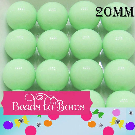 20mm Pastel Green Bubblegum Beads, Chunky Necklace Supply Bead, Solid Acrylic Bubblegum Bead, Chunky Gumball Bead, Bubblegum Beads