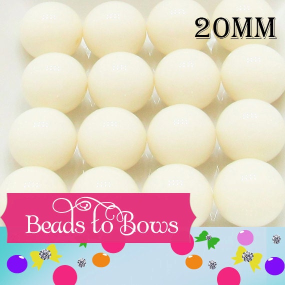 20mm Ivory Bubblegum Beads, Chunky Bubblegum Beads, Solid Acrylic Bubblegum Beads, Chunky Necklace Bead, Ivory Acrylic Bubblegum Beads