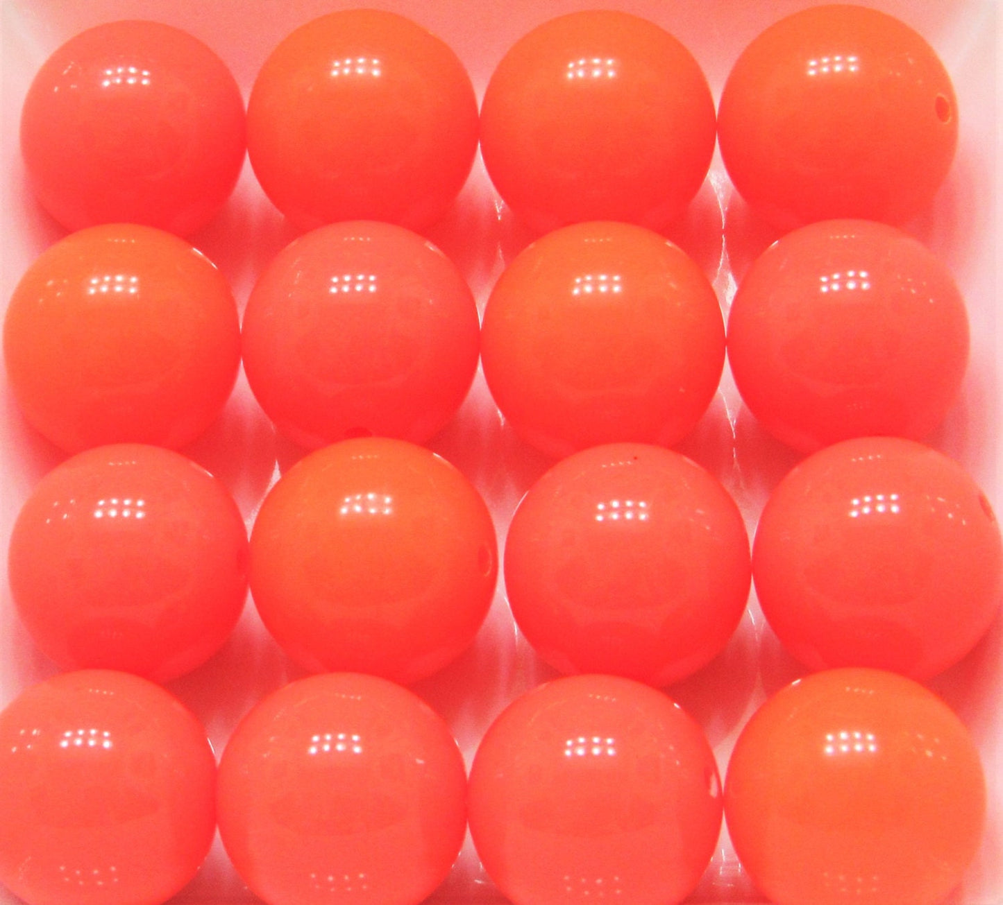 10 Neon ORANGE 20mm BUBBLEGUM beads  chunky bead solid Neon bubblegum bracelet bead childs necklace bead acrylic bubblegum beads