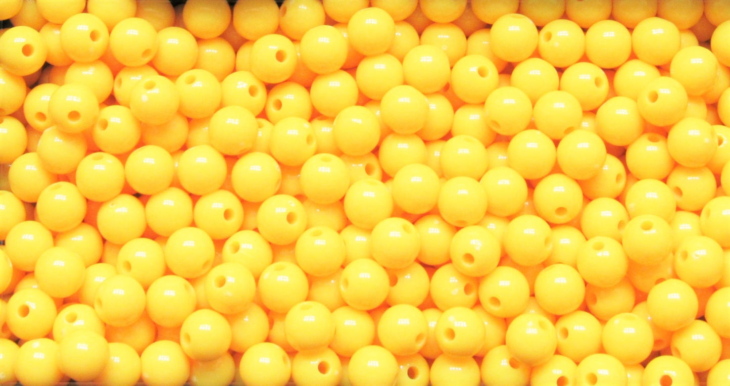 100ct 8mm LemonYellow Gumball Beads, Bubblegum Beads, Round Acrylic Beads, Solid Acrylic Beads, Bubblegum Necklace Supply Beads