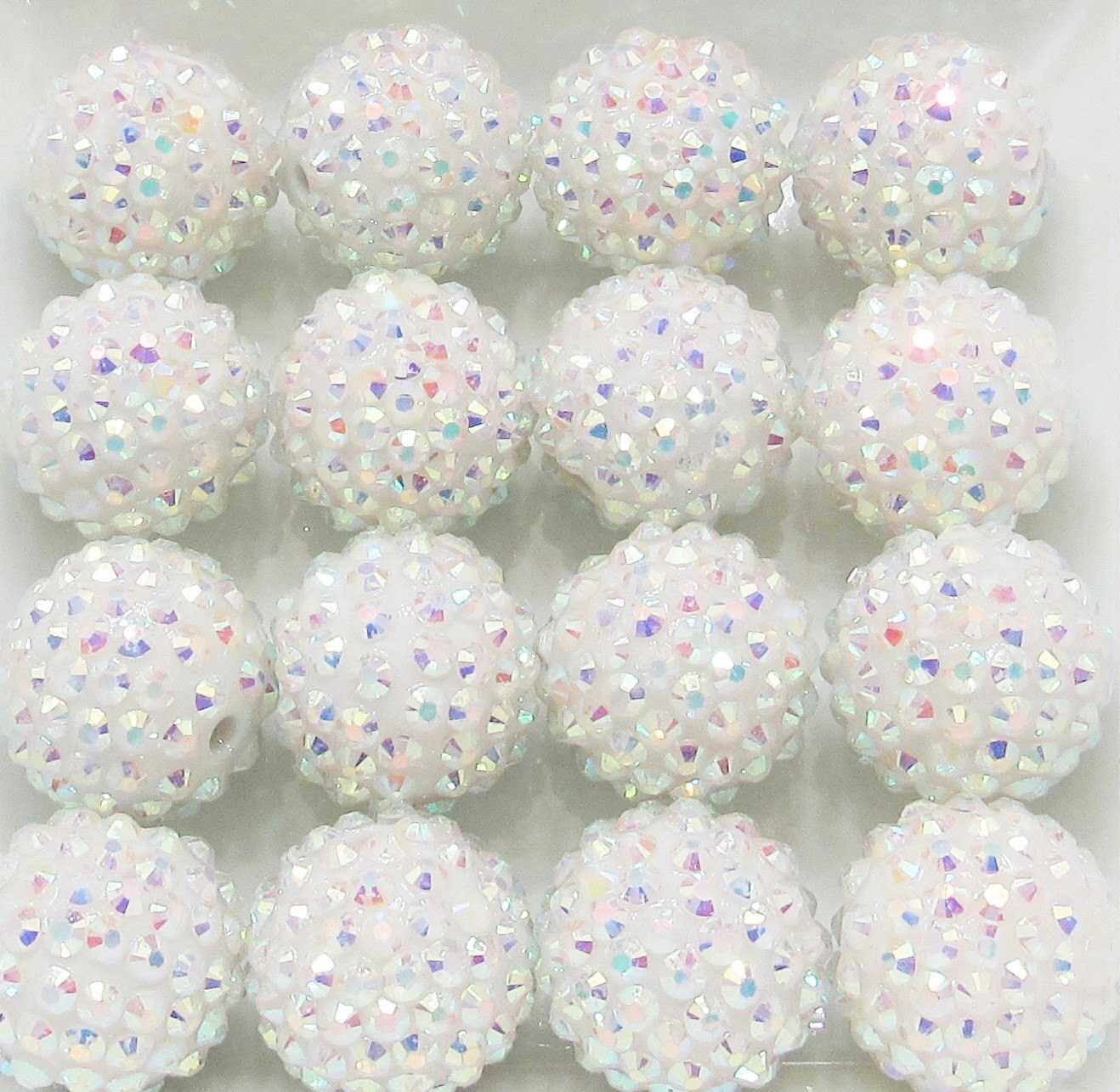 20mm White AB Rhinestone Beads, Chunky Bubblegum Beads, Rhinestone Bubblegum Beads, Chunky Beads Bubblegum Beads, DIY Chunky Necklace Beads