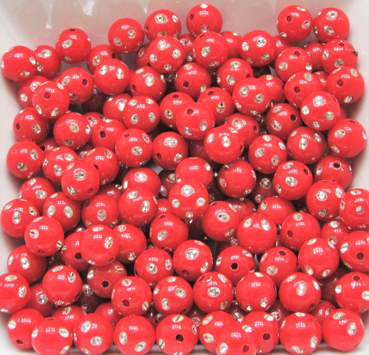 Red 8mm Bling Bubblegum Beads, Chunky Bubblegum Bead , Gumball Acrylic Beads, Chunky Necklace Supply Bead, Chunky Gumball Beads