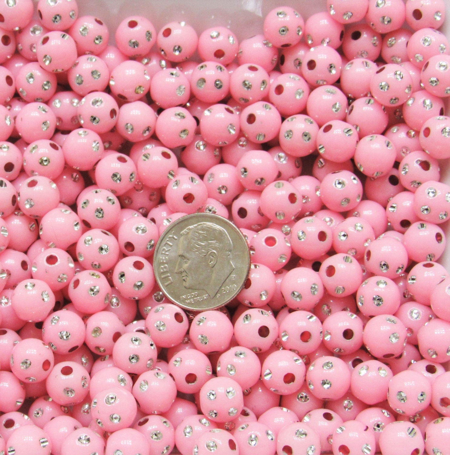 Light Pink 8mm Bling Bead, Chunky Bubblegum Bead, Gumball Acrylic Bead, Chunky Necklace Supply Bead, Chunky Gumball Bead