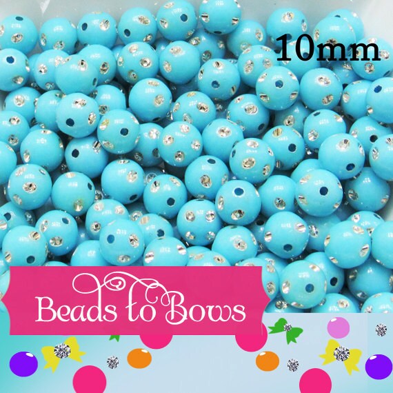 10mm Lt. Blue Bubblegum Rhinestone Beads, Bubblegum Bead, Chunky Bling Beads, Gumball Beads Chunky Necklace Bead, Rhinestone look Beads