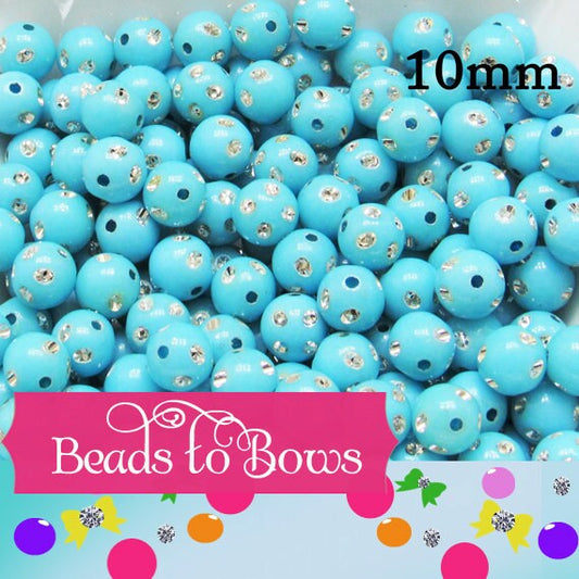 10mm Lt. Blue Bubblegum Rhinestone Beads, Bubblegum Bead, Chunky Bling Beads, Gumball Beads Chunky Necklace Bead, Rhinestone look Beads