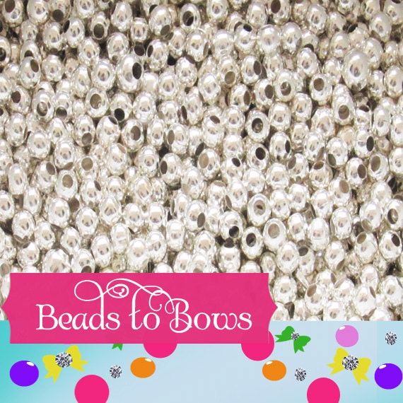 Qty 150, 300 SILVER 3 MM Spacer Beads, metal spacer beads, round Silver spacer beads, bubblegum spacer beads silver spacer bead hole 1.2mm