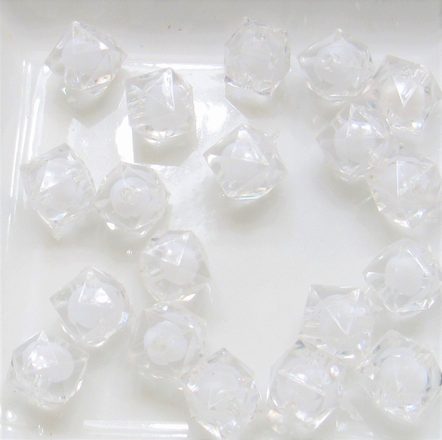 50 Ct. for 1.99 White cubed Bead in a Bead, Bubblegum Bead, Chunky Beads, Faceted Bead, Transparent Cube Beads, Kawaii Bead Supply