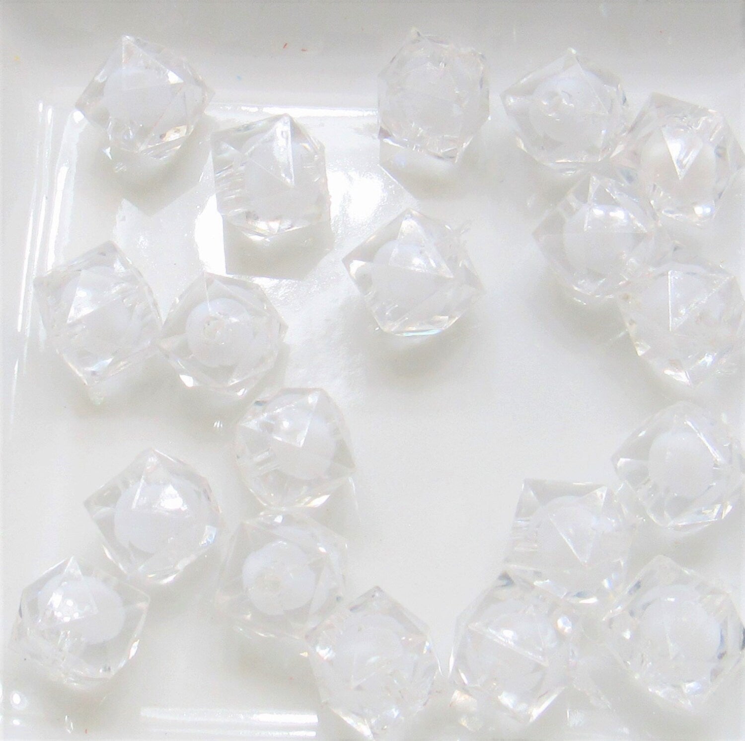 50 Ct. for 1.99 White cubed Bead in a Bead, Bubblegum Bead, Chunky Beads, Faceted Bead, Transparent Cube Beads, Kawaii Bead Supply