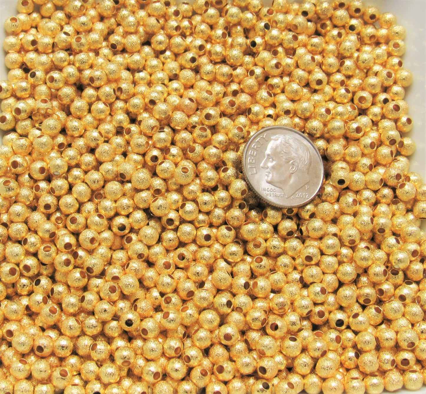 QTY 50 - 100 Gold 4mm Stardust spacer Beads, Gold Round beads, stardust Beads, Metal stardust 4mm beads, Shinny gold colored brass beads