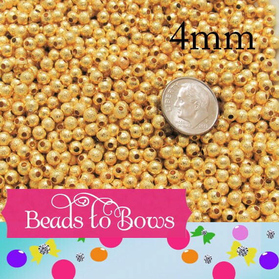 QTY 50 - 100 Gold 4mm Stardust spacer Beads, Gold Round beads, stardust Beads, Metal stardust 4mm beads, Shinny gold colored brass beads