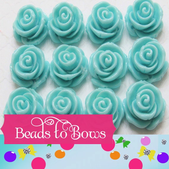 Qty 6-12 Robins Egg Blue, 23mm Chunky Rose beads, Bubblegum rose beads, Flatback rose beads, 2mm hole Bracelet rose bead, Gum ball rose