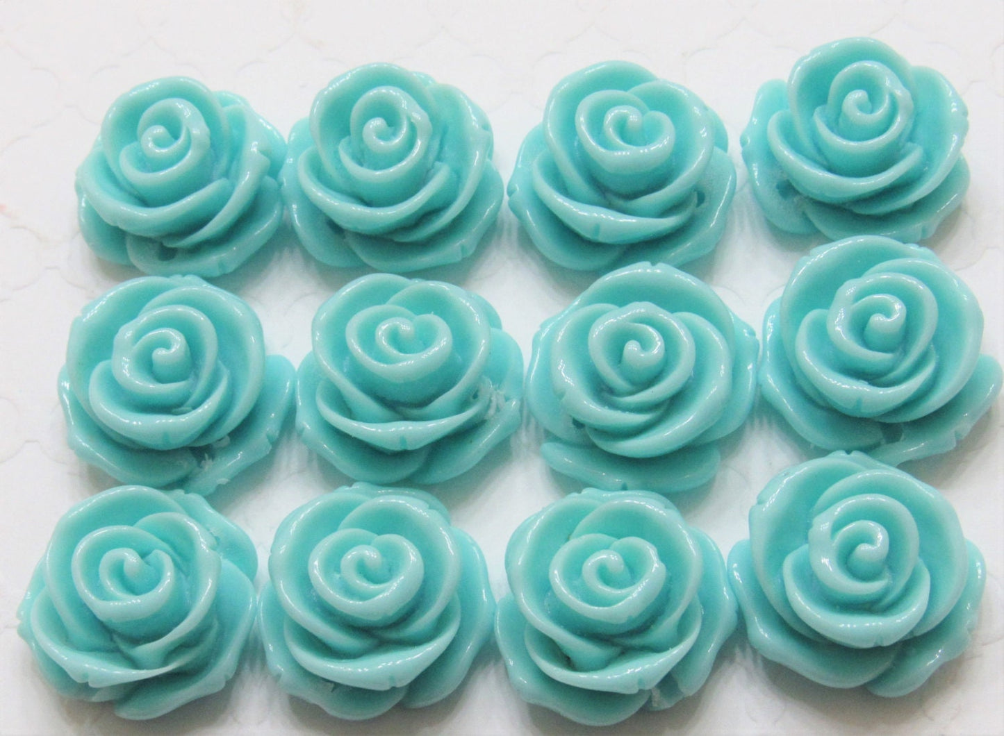 Qty 6-12 Robins Egg Blue, 23mm Chunky Rose beads, Bubblegum rose beads, Flatback rose beads, 2mm hole Bracelet rose bead, Gum ball rose