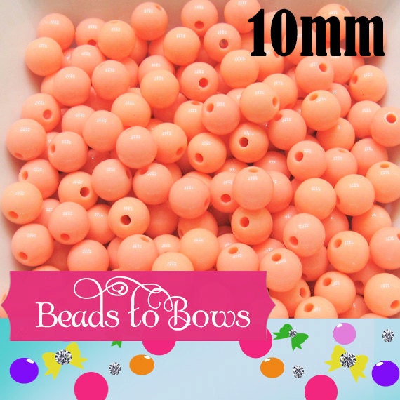 10mm Peach Bubblegum Beads, Round Bubblegum Beads, Chunky Acrylic Beads, Gum Ball Beads, Fairy Kei Beads, Chunky Necklace Supply Beads