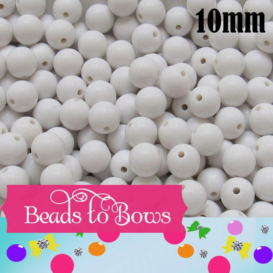 10mm White Bubblegum Beads, Round Bubblegum Beads, Chunky Acrylic Beads, Gumball Beads, Fairy Kei Beads, Chunky Necklace Supply Beads