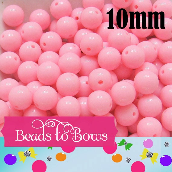 10mm Light Pink Bubblegum Beads, Round Bubblegum Beads, Chunky Acrylic Beads, Gum Ball Beads, Fairy Kei Beads, Chunky Necklace Supply Beads