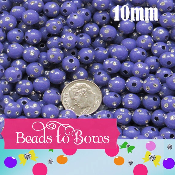 10mm Purple Bubblegum Rhinestone Beads, Bubblegum Beads, Chunky Bling Beads, Gumball Beads Chunky Necklace Beads, Rhinestone look Bead