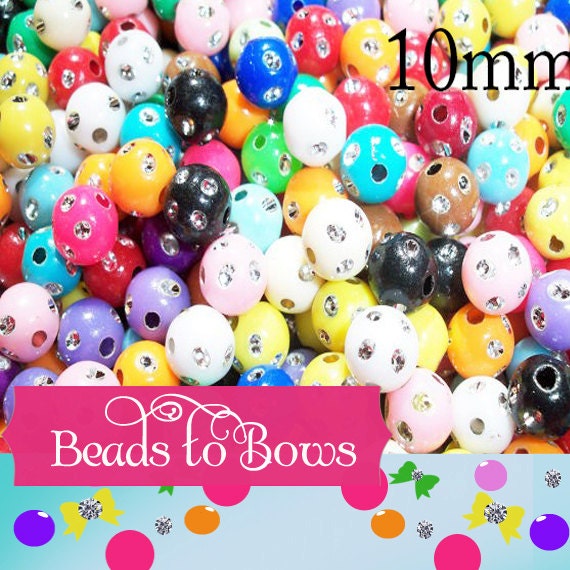 Assorted 10mm Rhinestone Look Bling Bead, You Choose Color,  Bubblegum Bling Beads,  Beading Supplys, Gumball Beads, Bubblegum Gumballs
