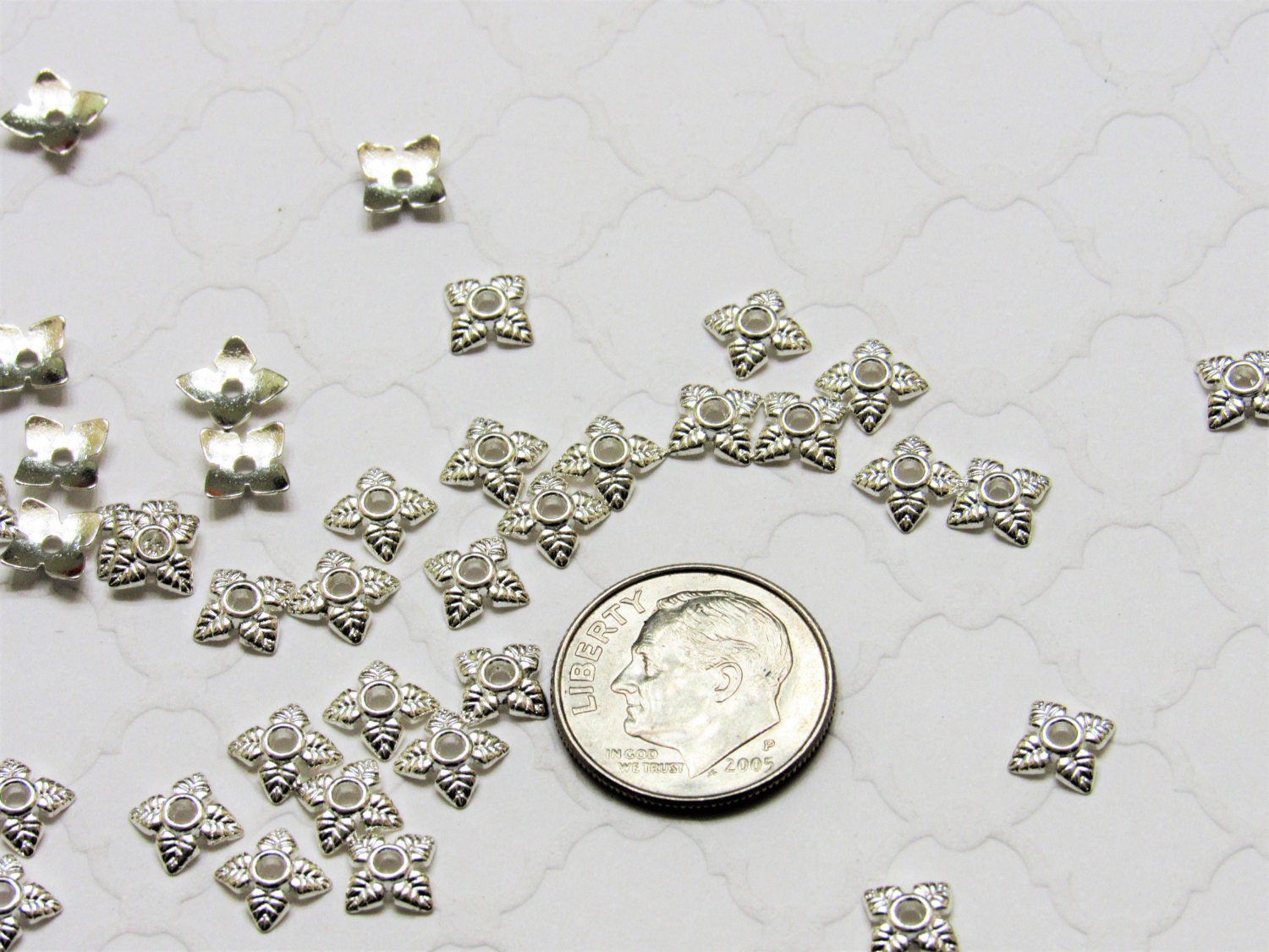 100 Silver 6mm Tibetan Style Bead Caps 6mm X 6mm, Shinny Silver Bead Caps, Chunky Bubblegum Bead Supply, Cap for Bubblegum Beads, Lead free