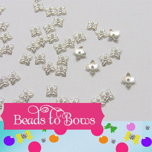 100 Silver 6mm Tibetan Style Bead Caps 6mm X 6mm, Shinny Silver Bead Caps, Chunky Bubblegum Bead Supply, Cap for Bubblegum Beads, Lead free