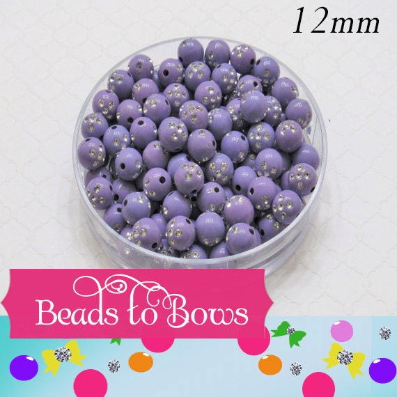 12mm Violet Bling Bubblegum Beads, Chunky Beads, Round Acrylic Beads, Chunky Necklace Bead Supply, Gumball Beads, Bubblegum Bling Bead