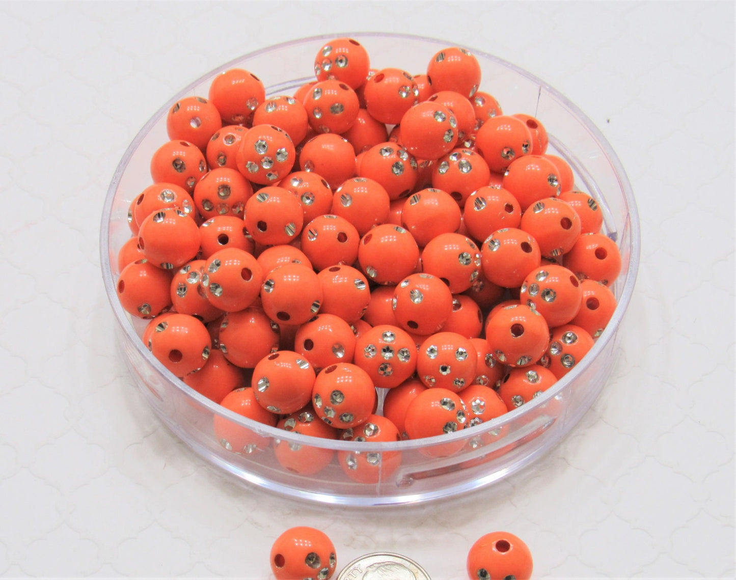 12mm Orange Bling Bubblegum beads, Chunky Necklace Supply Beads, Acrylic Beads, Gumball Beads, bubblegum Beads, Jewelry Supply, Gumballs
