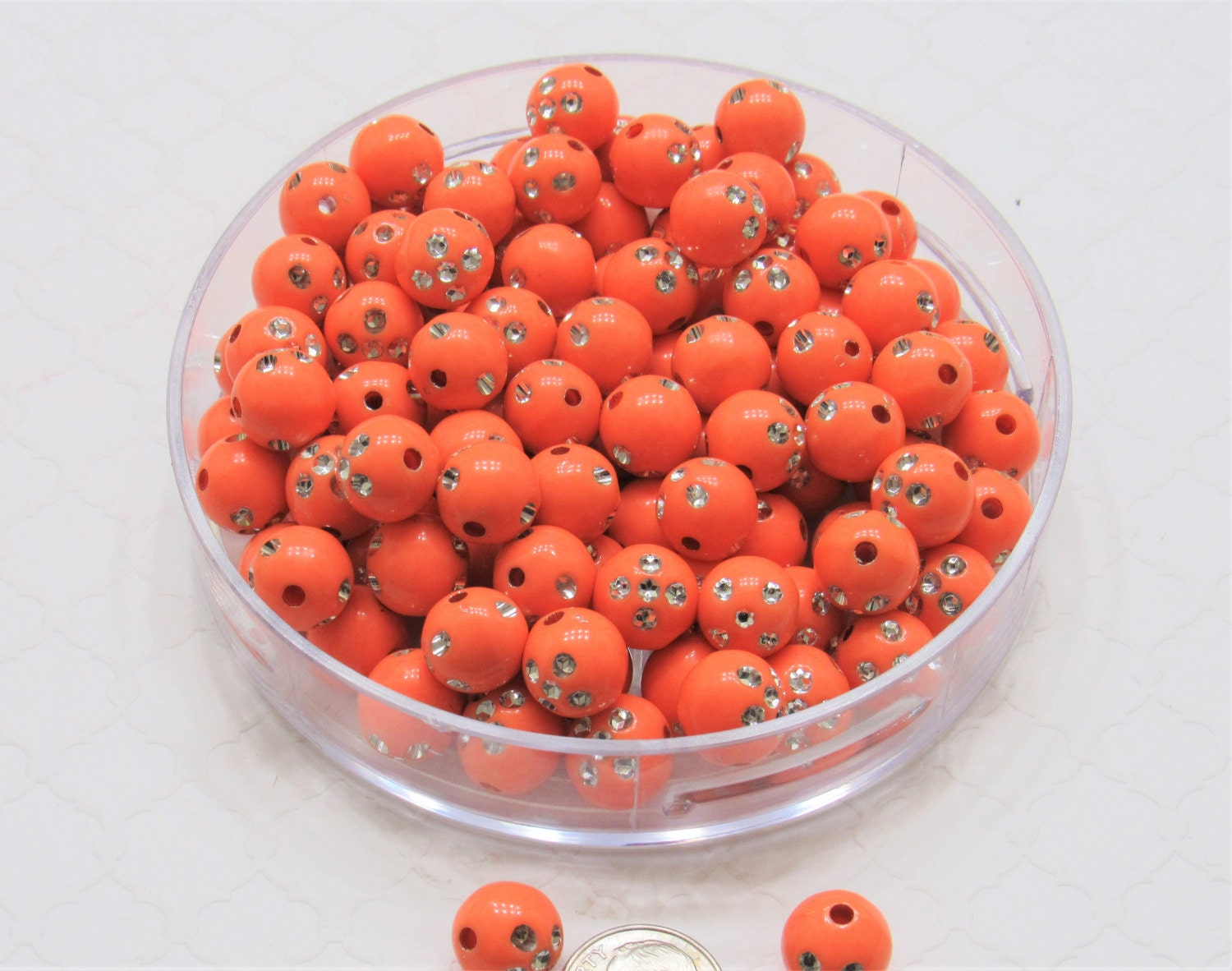 12mm Orange Bling Bubblegum beads, Chunky Necklace Supply Beads, Acrylic Beads, Gumball Beads, bubblegum Beads, Jewelry Supply, Gumballs
