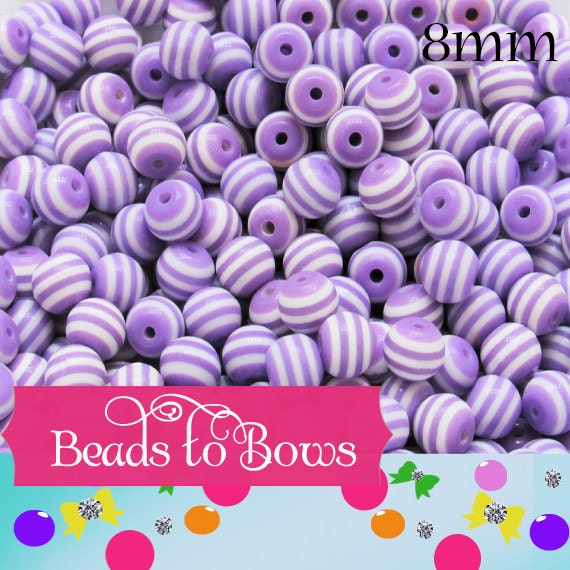 8mm Purple Bubblegum Striped Beads, Striped 8mm Bubblegum Beads, Chunky Gumball Beads, Bubblegum Necklace Supply Bead, Chunky Gumball Bead