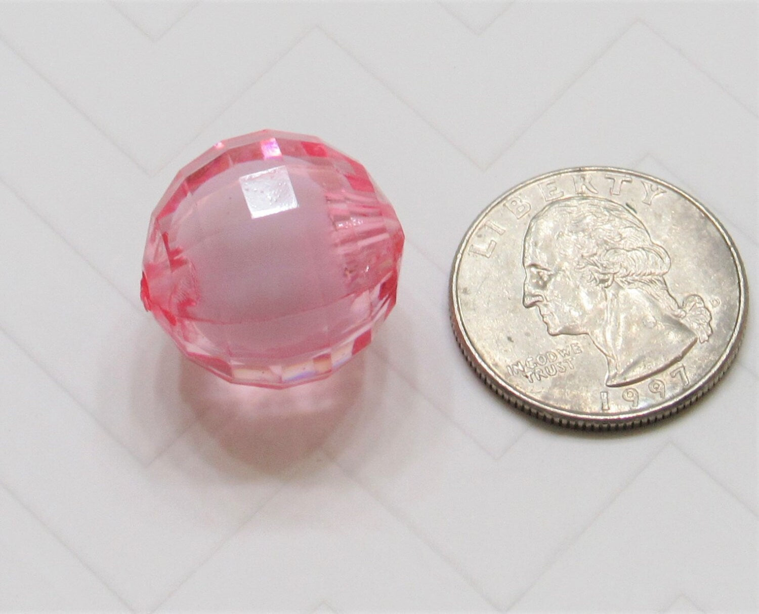 20mm Pink Bead In A Bead, Bubblegum Beads, Faceted Chunky Beads, Transparent Bubblegum Bead, Chunky Necklace Supply Bead, Jewelry Bead