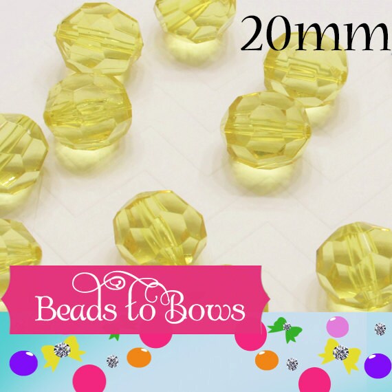 20mm Beautiful Yellow Hexagon Beads, Bubblegum Beads, Chunky Faceted Transparent Beads, Chunky Bead Supply, Yellow Crystal Look Gumball Bead