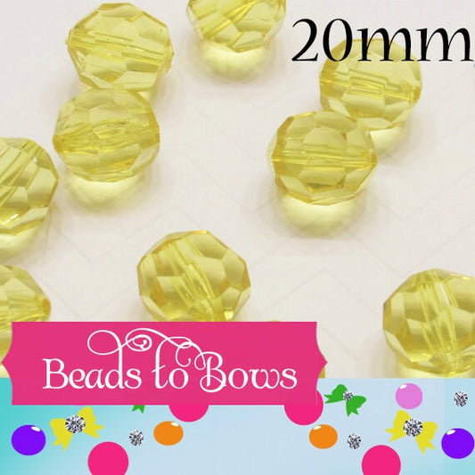20mm Beautiful Yellow Hexagon Beads, Bubblegum Beads, Chunky Faceted Transparent Beads, Chunky Bead Supply, Yellow Crystal Look Gumball Bead