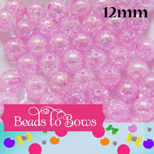 12mm AB Fuchsia Crackle Bubblegum Beads, Gumball Beads, Chunky Necklace Bead Supply, Bubblegum Beads, Crackle Beads, Bead Supply