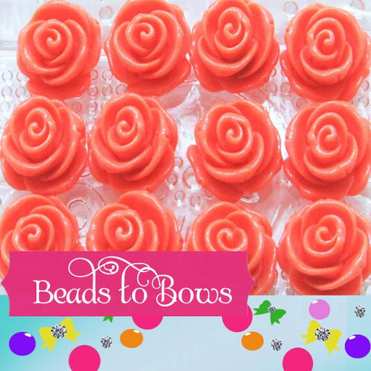23mm Coral Rose Beads 23mm Chunky Rose Beads Bubblegum Rose Beads,Flatback Rose Beads, 2mm Hole Bracelet Rose Bead, Gum ball Rose