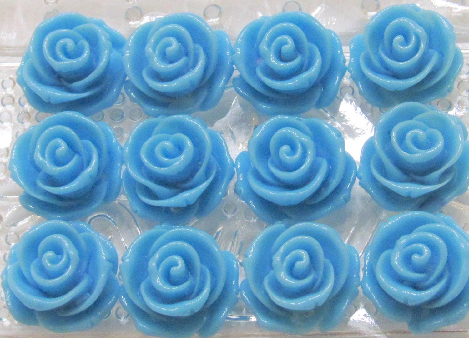 23mm Sky Blue Rose Beads 23mm Chunky Rose Beads Bubblegum Rose Beads,Flatback Rose Beads, 2mm Hole Bracelet Rose Bead, Gum ball Rose